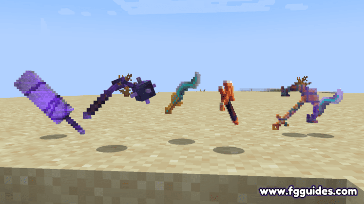 MC Dungeons melee weapons