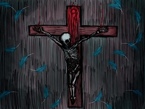 Crucified skeleton